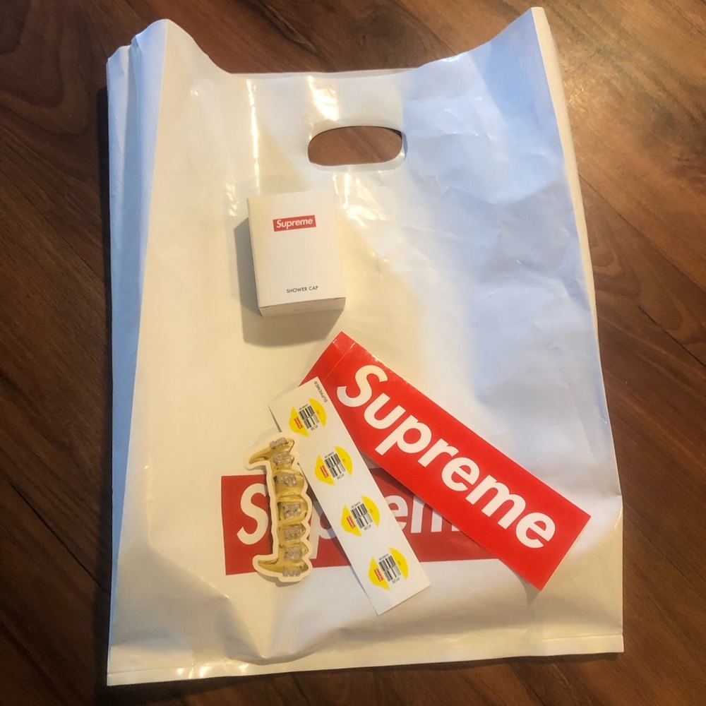 Supreme Shower Cap, Bag, Stickers!